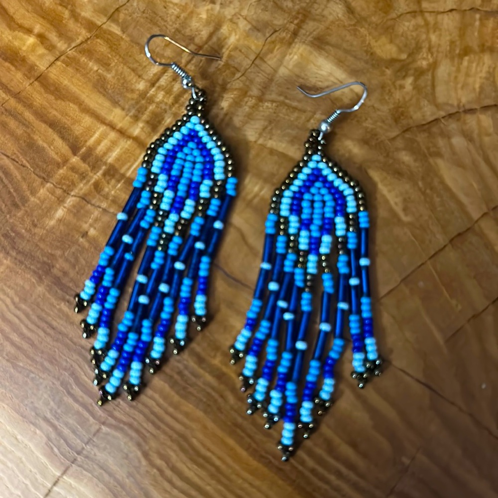 Tribal Seed Bead Drop Earrings